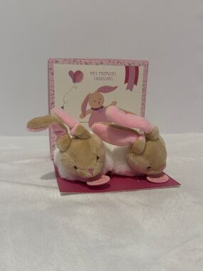 Doudou et Campagnie Bunny Baby Rattle Booties Slippers Rattle